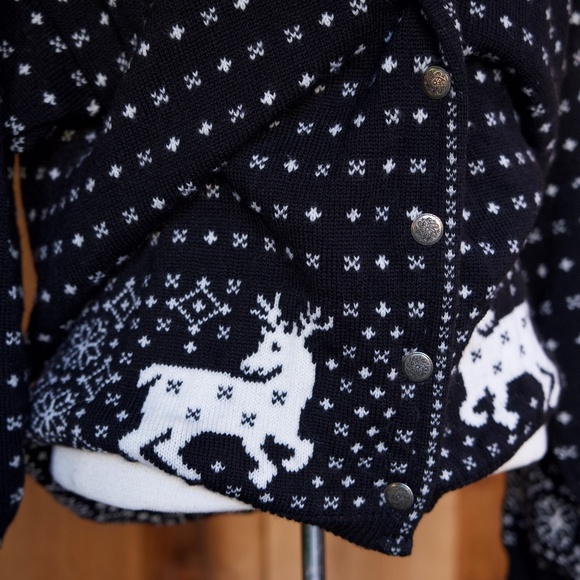 Vintage Pendleton 100% Virgin Wool Reindeer Snowflake Cardigan Sweater Woman's L - Picture 8 of 17